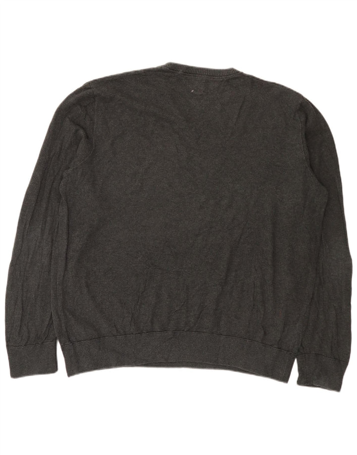 Gap Herren-Pullover mit V-Ausschnitt, XL, graue Baumwolle