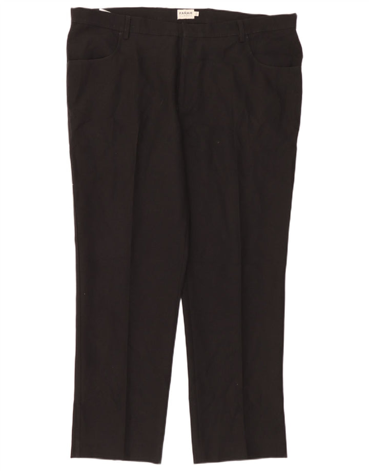 Farah Mens Classic Fit Casual Trousers W42 L29 Black Polyester