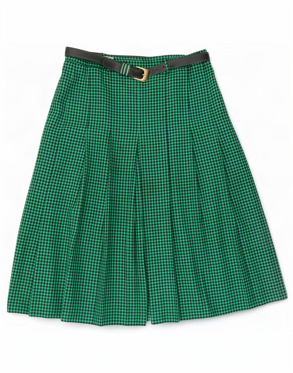 Libra Γυναικεία φούστα με μαχαίρι πλισέ UK 20 2XL W36 Green Gingham Polyester