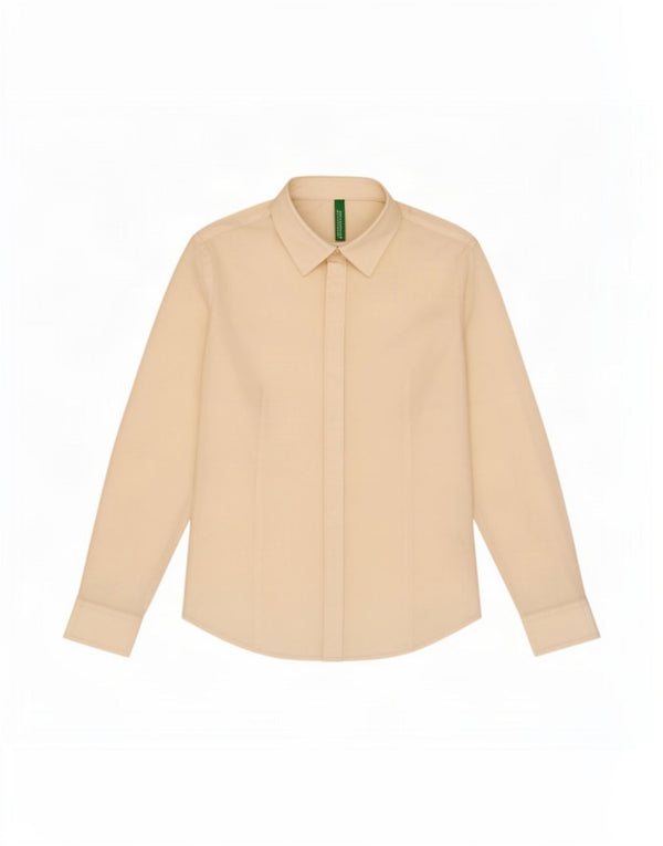 Benetton Chemise Femme UK 10 Small Blanc Coton