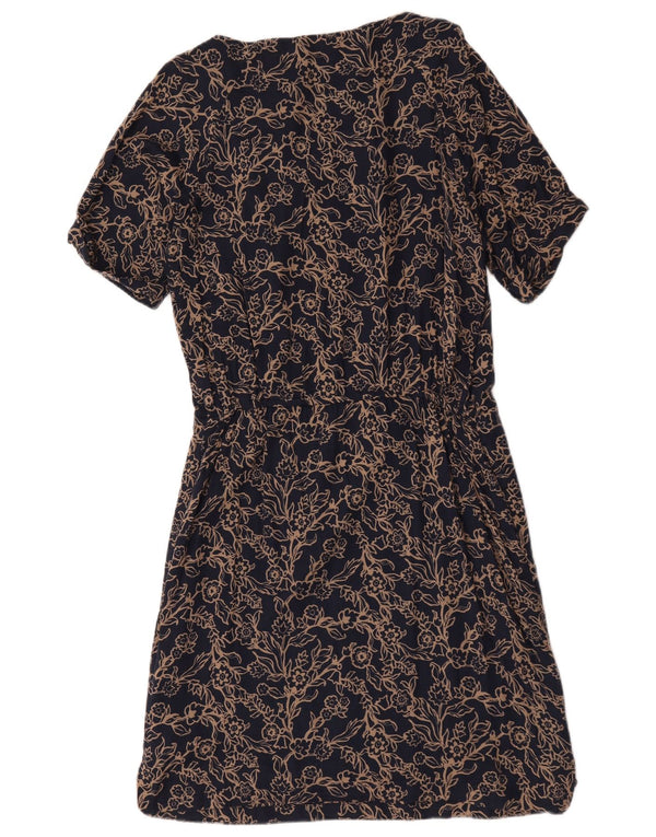 Crew Clothing Damen-A-Linien-Kleid aus Baumwolle, Größe M, Marineblau, Blumenmuster, UK 12
