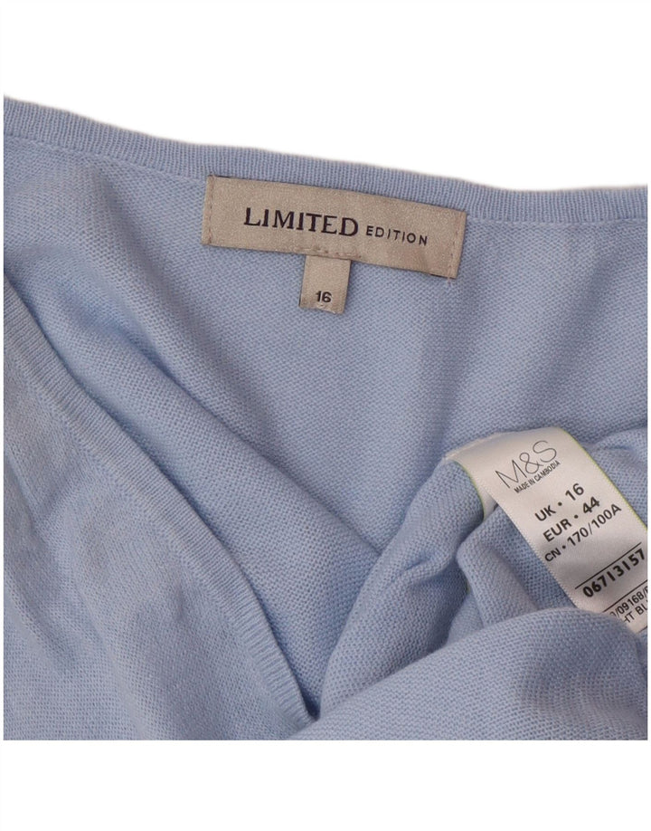 Marks & Spencer Womens Oversized Jumper Dress UK 16 Large Blue Acrylic