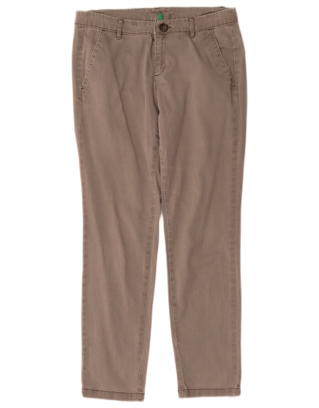 Benetton Womens Straight Chino Trousers W30 L27 Grey