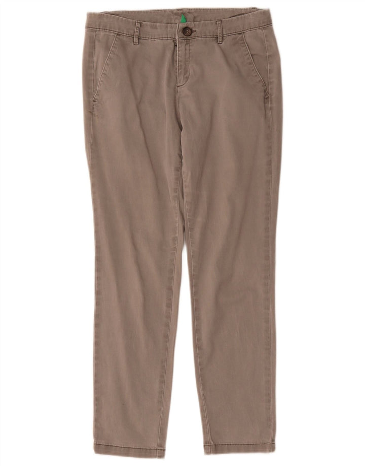 Benetton Womens Straight Chino Trousers W30 L27 Grey
