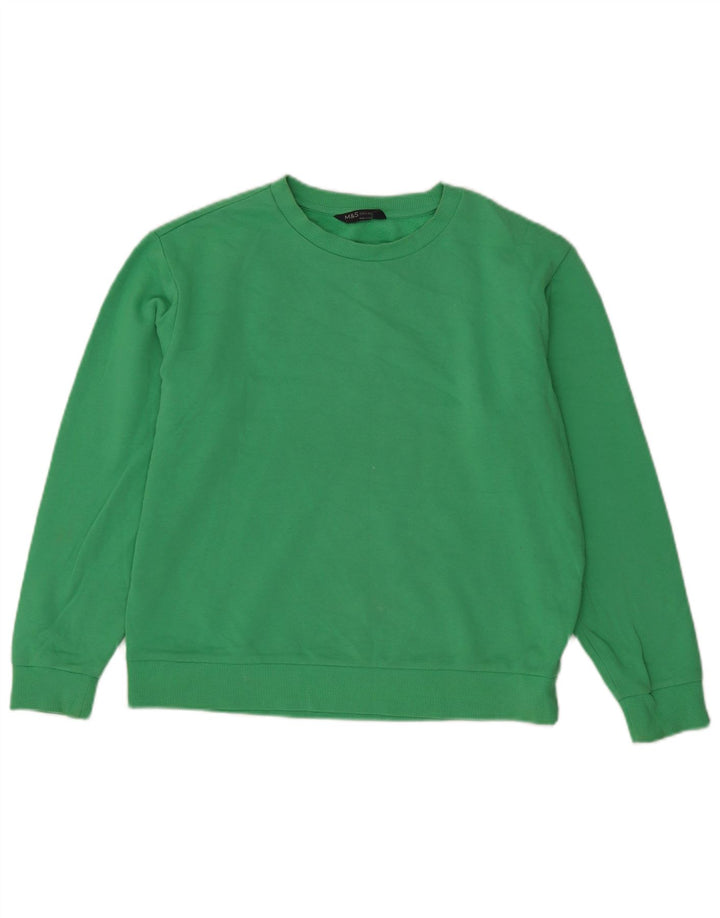 Marks & Spencer Womens Oversized Sweatshirt Jumper UK 10 Small Green Cotton