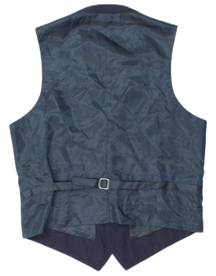 JAEGER Mens Waistcoat UK 40 Medium Navy Blue Wool