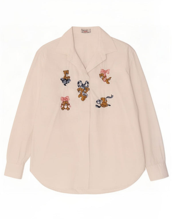 Emmanuel Schvili Camicia grafica da donna con orsetto UK 16 grande bianca