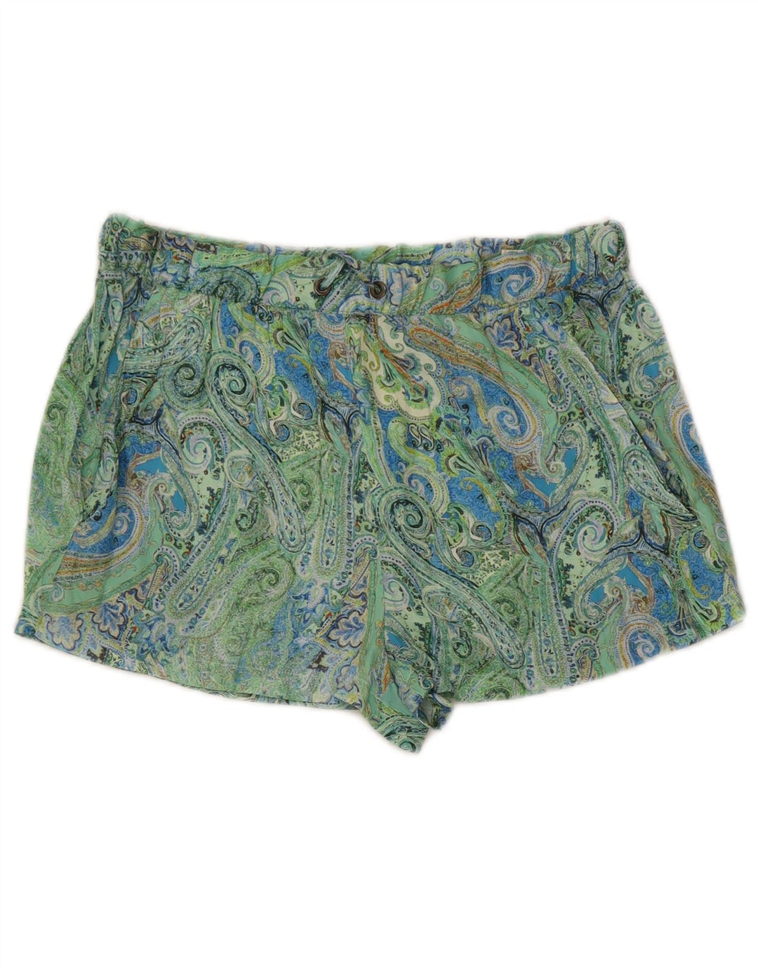 Zara Womens Hot Pants Medium W28  Green Paisley Polyester