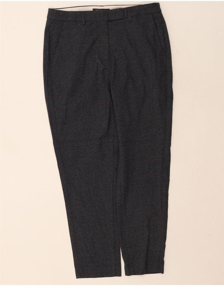 Marks & Spencer Womens Chino Trousers UK 12 Medium W30 L27 Navy Blue Check
