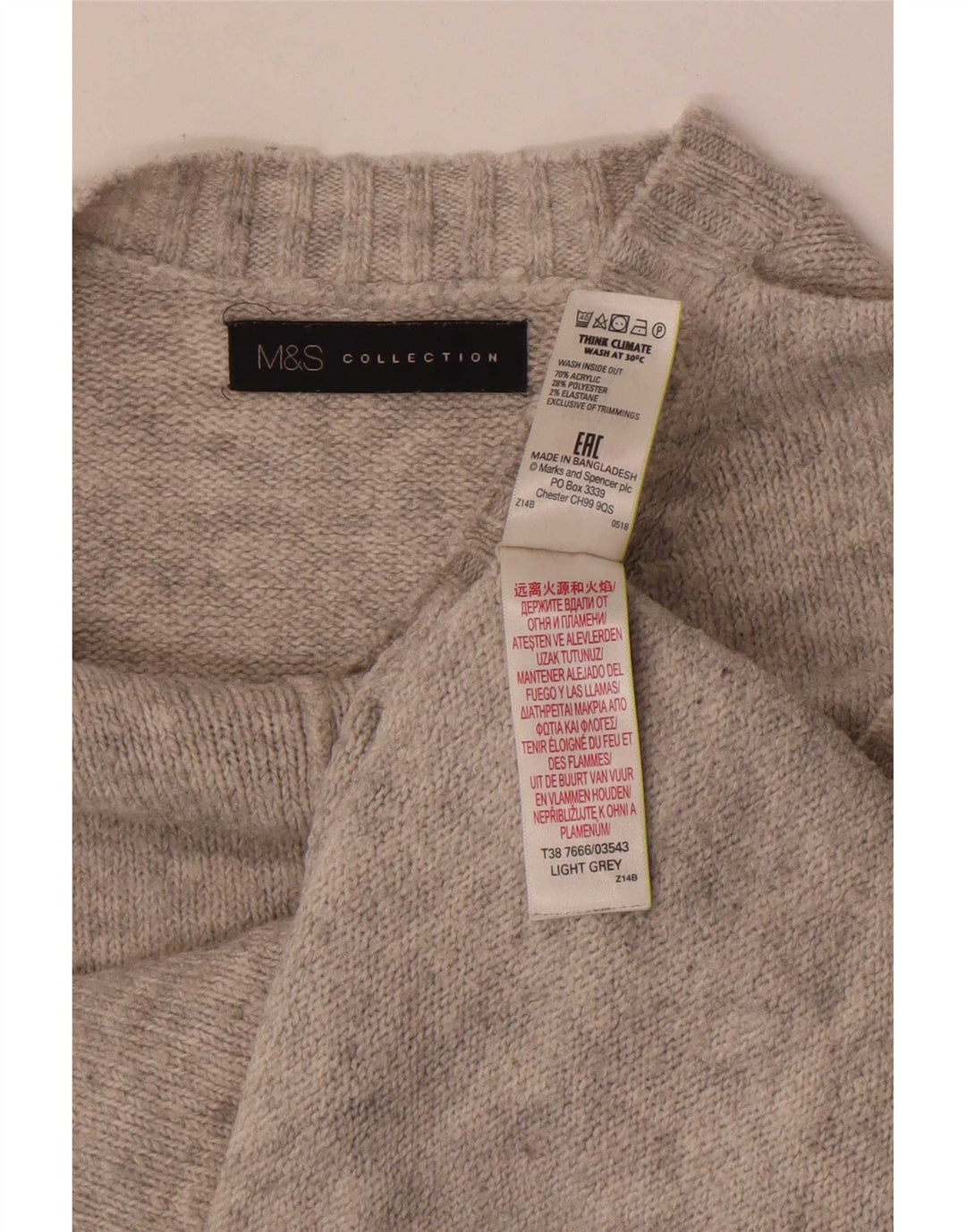 Marks & Spencer Womens Crew Neck Jumper Sweater UK 14 Medium Grey Acrylic