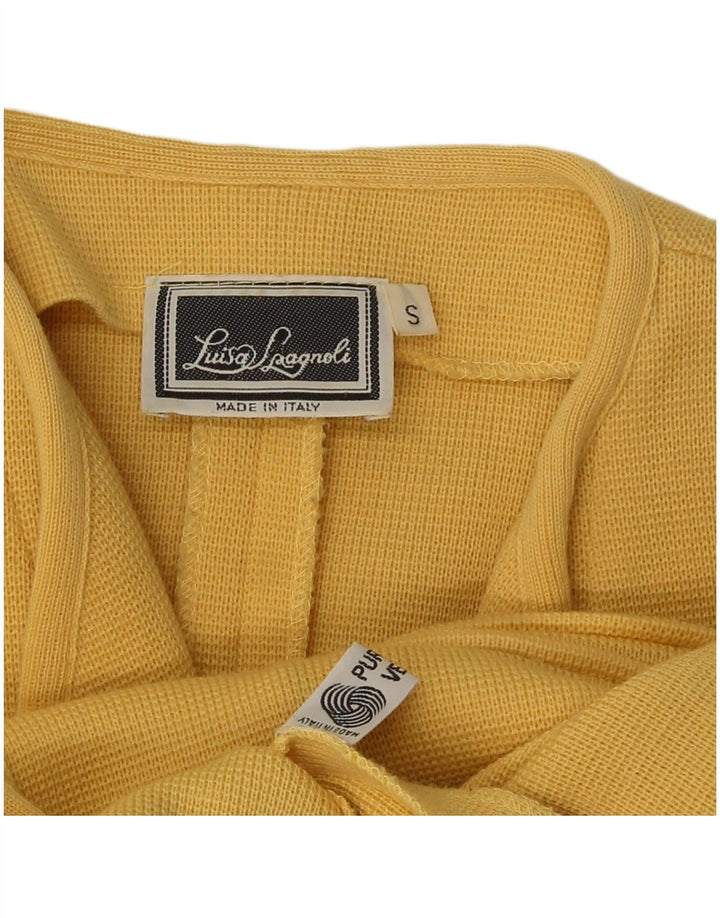 Luisa Spagnoli Damen 1-Knopf-Strickblazerjacke UK 10 Kleine gelbe Wolle