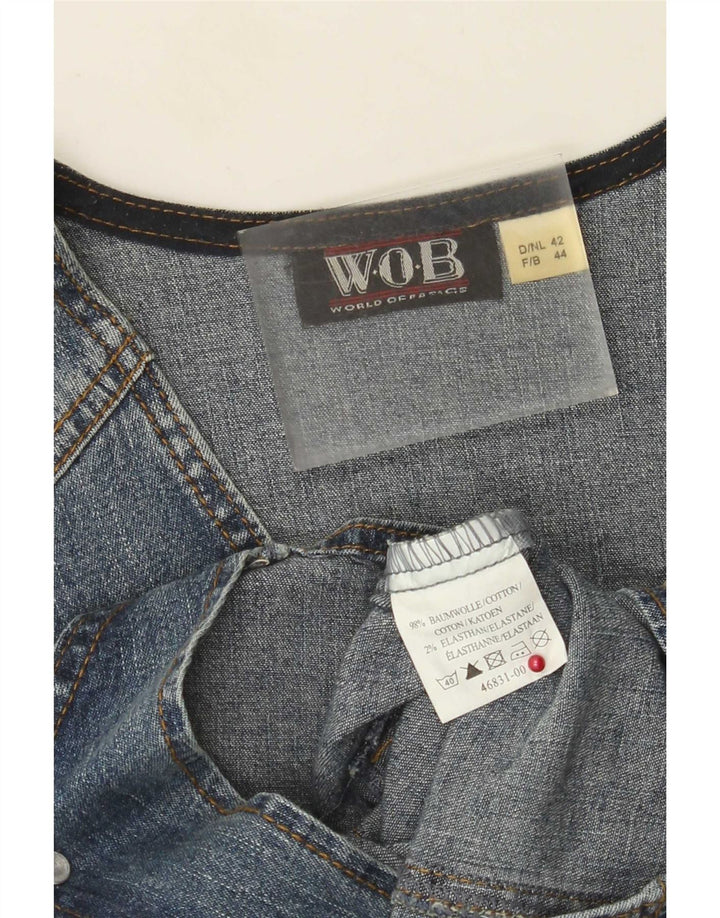 Vintage Womens Denim Waistcoat EU 42 Large Blue Cotton