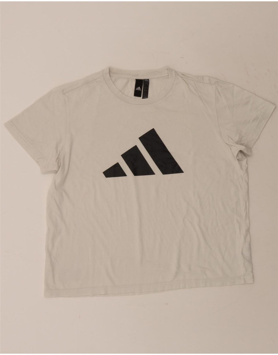 ADIDAS Womens Oversized Graphic T-Shirt Top UK 12/14 Medium Off White Vintage Adidas and Second-Hand Adidas from Messina Hembry 
