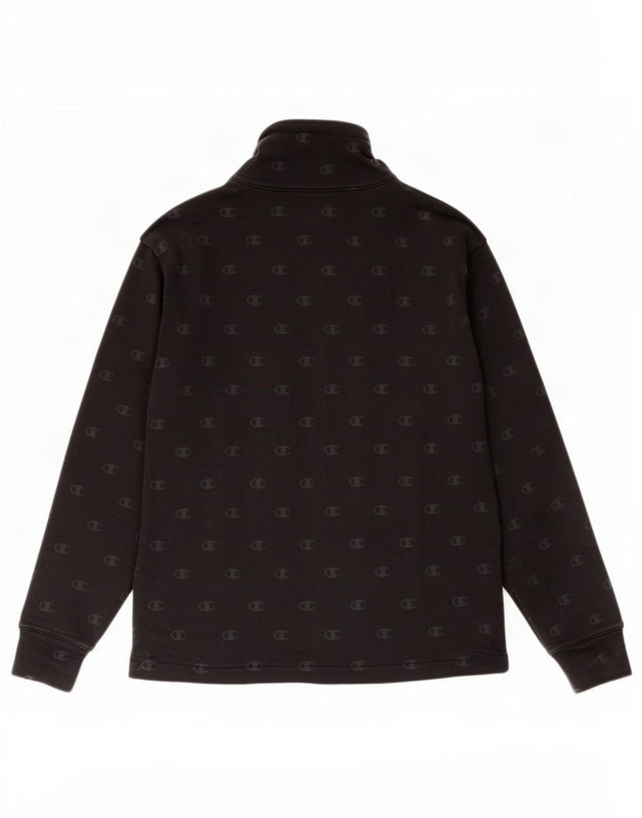 Champion Womens Graphic Tracksuit Top Jacket UK 10 Small Black Cotton
