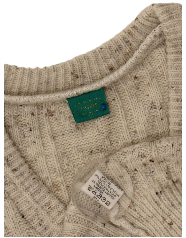 Canda Mens V-Neck Jumper Sweater Medium Grey Flecked Acrylic