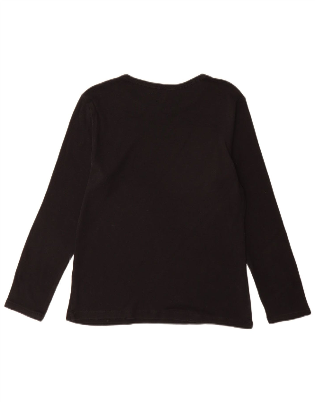 Marks & Spencer Womens Top Long Sleeve UK 14 Medium Black Cotton