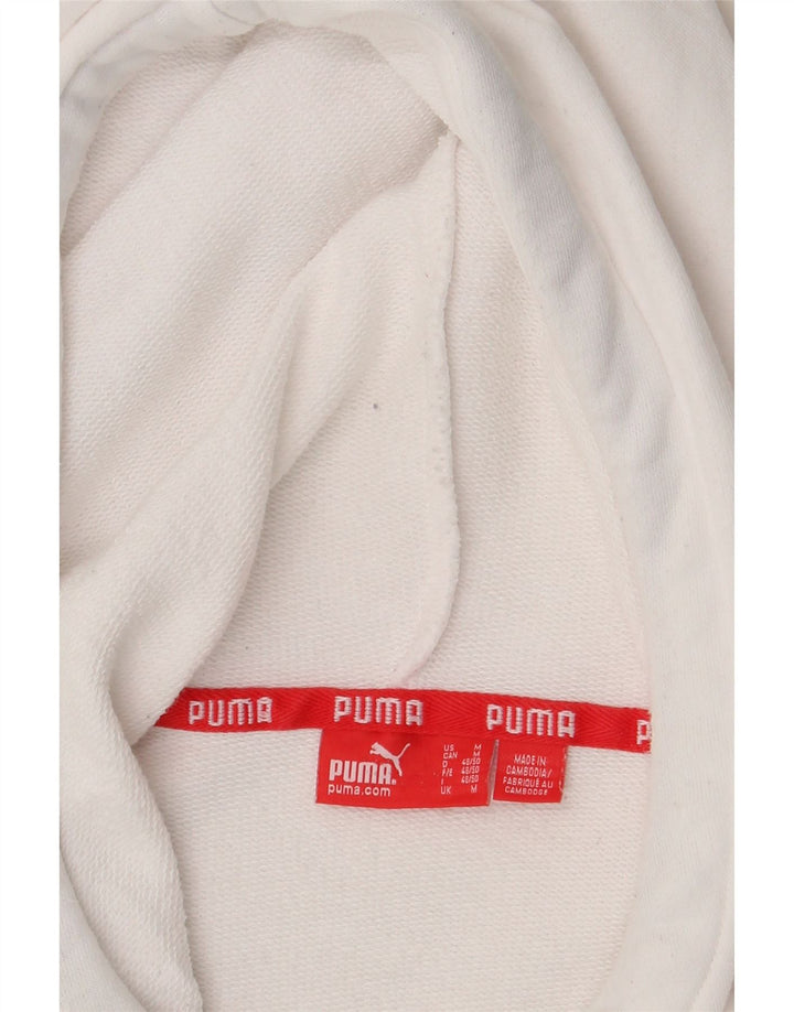 PUMA Mens Graphic Hoodie Jumper Medium White Cotton Vintage Puma and Second-Hand Puma from Messina Hembry 