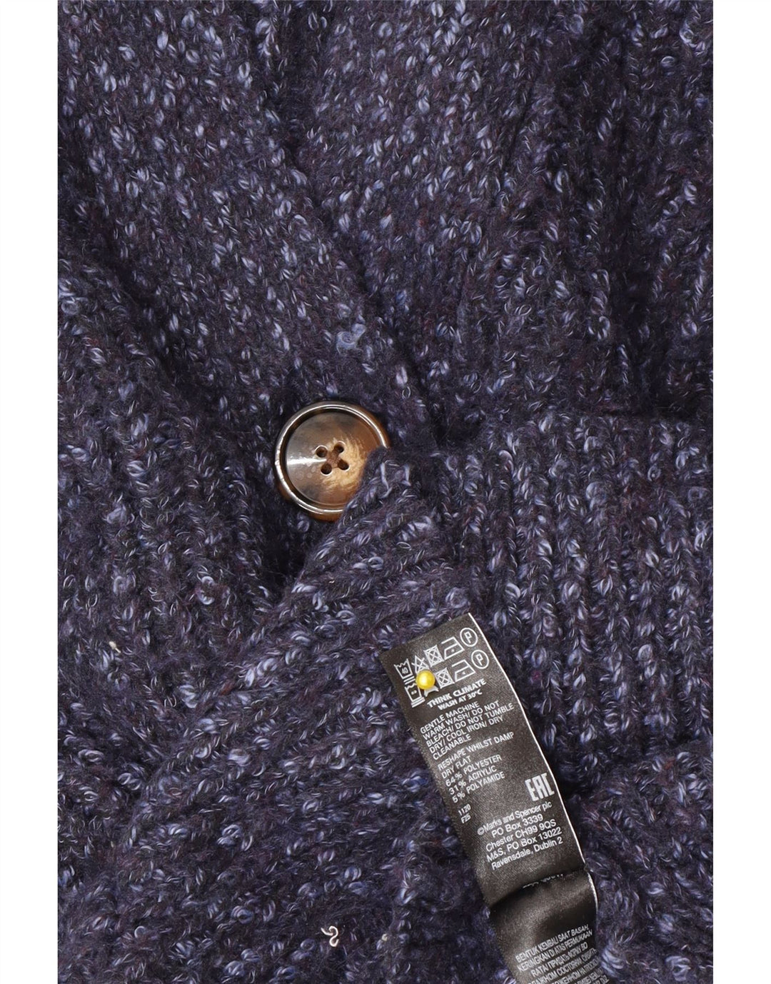Marks & Spencer Womens Oversized Cardigan Sweater UK 14 Medium Blue Flecked