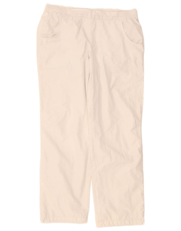 Calça de treino feminina Puma UK 16 grande poliéster branco