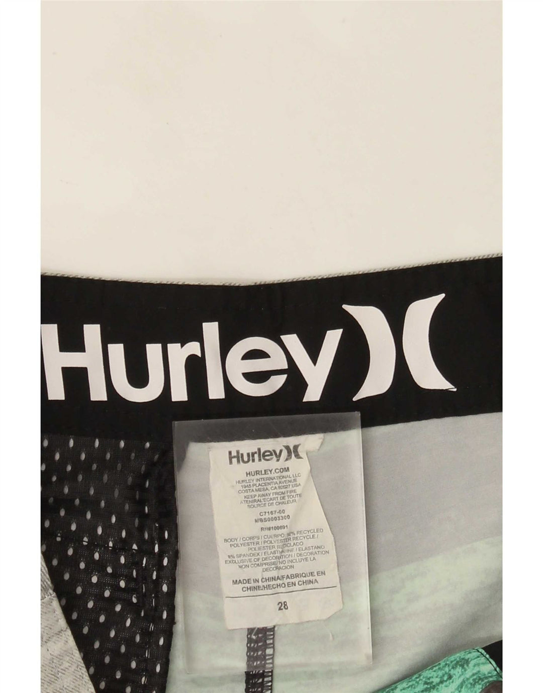 Hurley Mens Swimming Shorts Small  Grey Striped Polyester