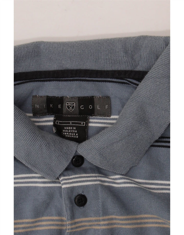 NIKE Mens Polo Shirt Large Blue Striped