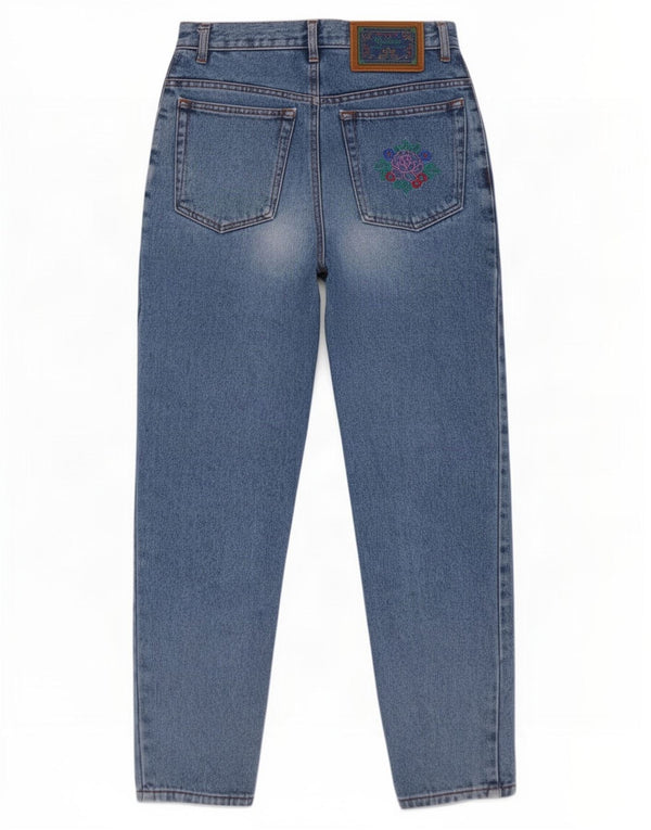 Carino Womens High Waist Tapered Jeans IT 42 Medium W29 L27 Blue Floral