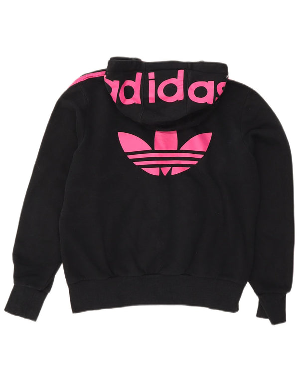 Adidas Womens Graphic Zip Hoodie Sweater EU 42 Medium Black Cotton