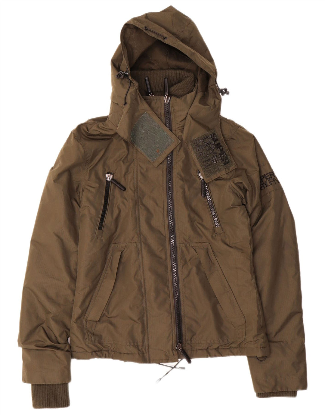Superdry Womens Hooded Windbreaker Jacket UK 8 Small Khaki Polyester