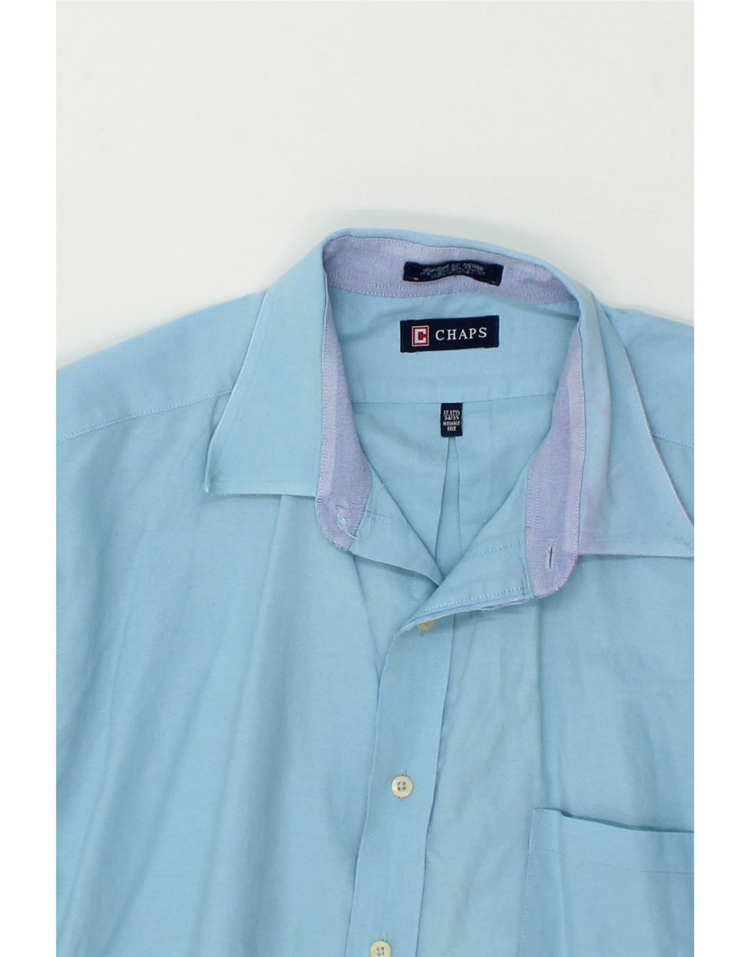 CHAPS Mens Shirt Size 17 1/2 XL Blue Cotton Vintage Chaps and Second-Hand Chaps from Messina Hembry 