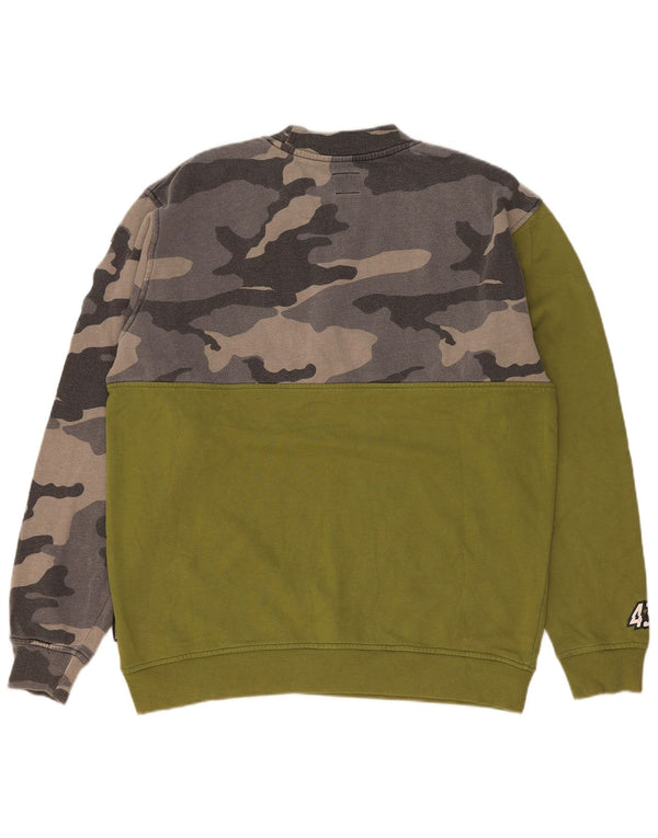 DC Mens Graphic Sweatshirt Jumper Large Green Camouflage Cotton