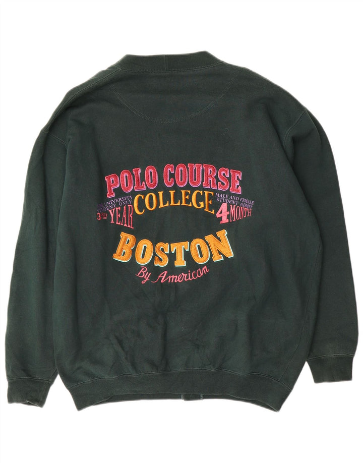 By American Mens Cardigan Sweater Medium Green Cotton