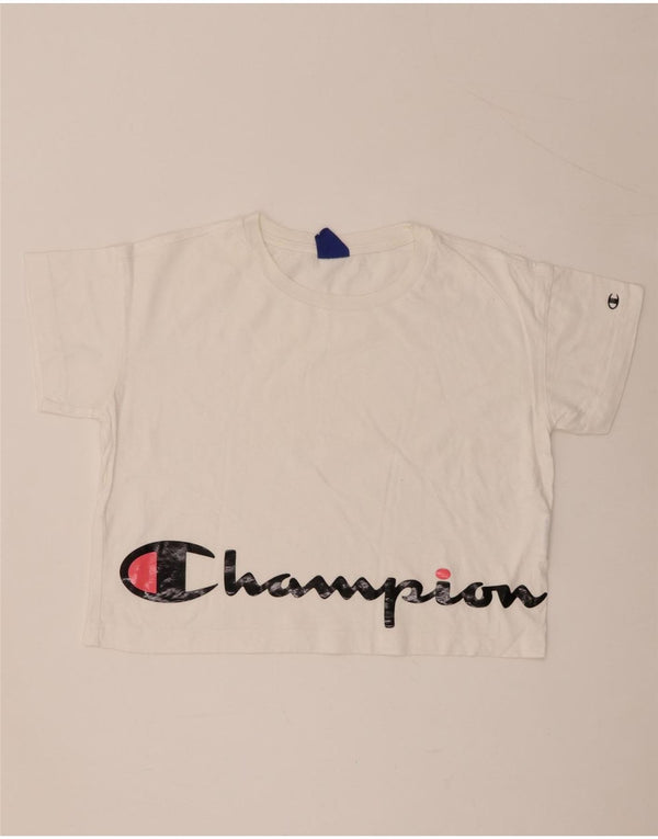 T-shirt grafica corta da donna Champion UK 14 cotone bianco medio
