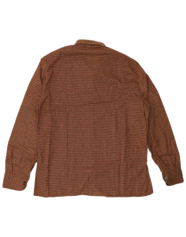 Vintage Mens Shirt Size 41 Medium Brown Check Acrylic