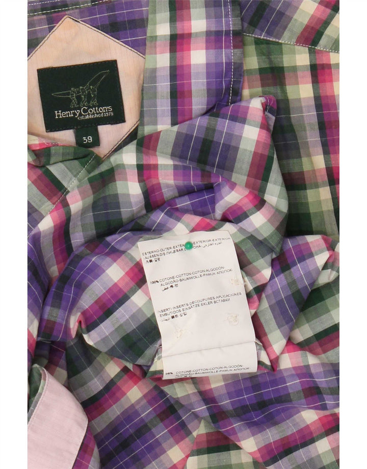 Camicia da uomo Henry Cottons taglia 39 cotone a quadri multicolore medio