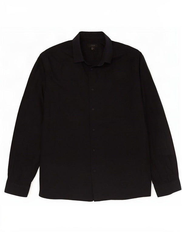 Cos Mens Shirt Medium Navy Blue Flecked Cotton