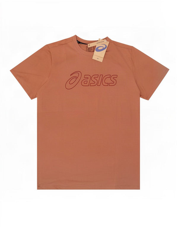 Asics Mens Graphic T-Shirt Top Large Brown Cotton