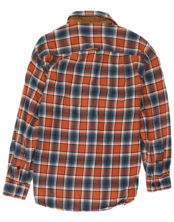 Orvis Mens Flannel Shirt Small Orange Check Cotton