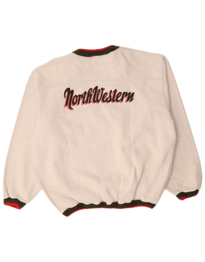 North Western Mens Graphic Cardigan Sweater XL Grey