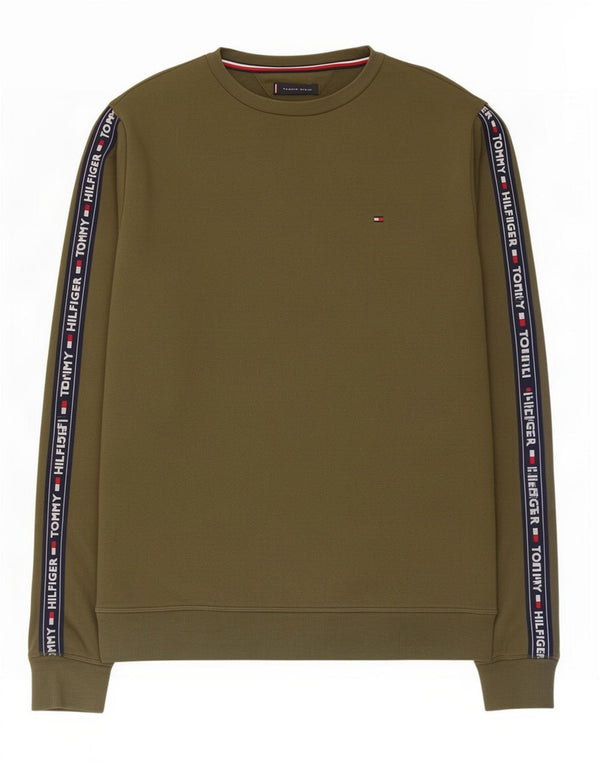 Tommy Hilfiger Uomo Felpa grafica Maglione Large Khaki Colourblock