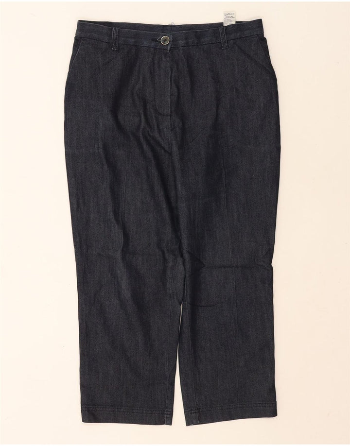 Marks & Spencer Womens Capri Trousers UK 12 Medium W30 L22 Navy Blue