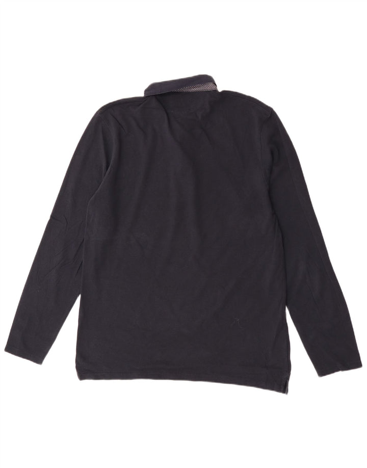 Zara Mens Long Sleeve Polo Shirt Large Navy Blue