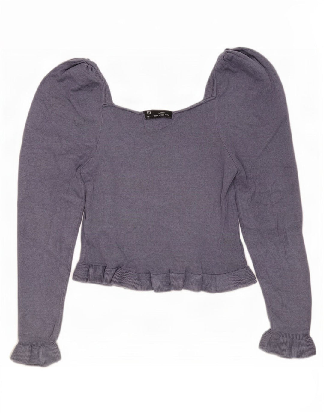 Zara Γυναικείο Crop Top Μακρυμάνικο UK 12 Medium Blue