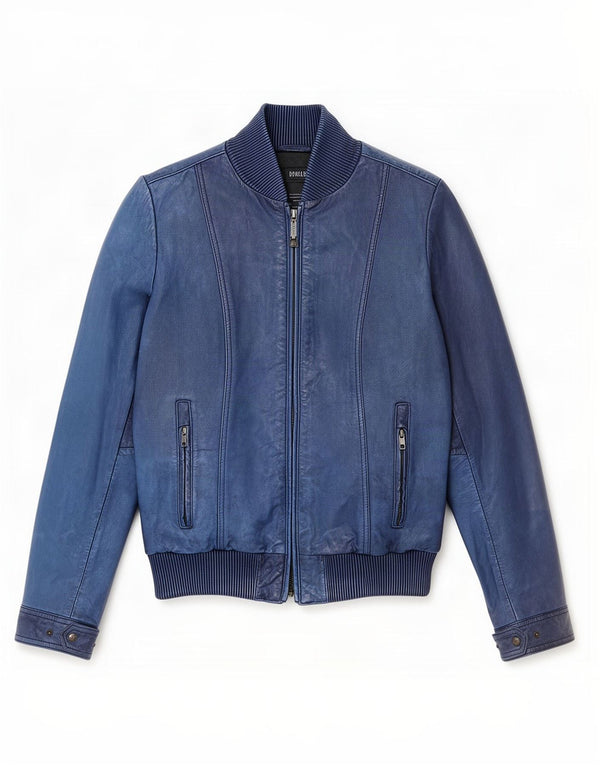 Bomboogie Damen Lederjacke UK 12 Mittelblau