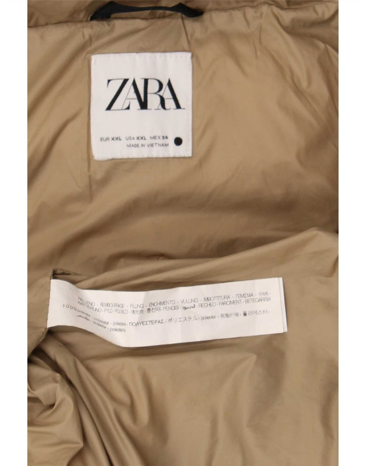 Zara Damen-Jacke mit Kapuze, gepolstert, UK 20 2XL, Beige, Polyester