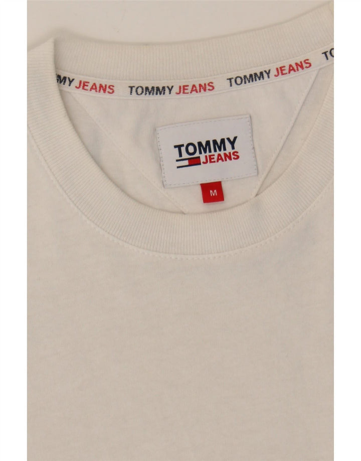TOMMY HILFIGER Mens Graphic T-Shirt Top Medium White Cotton Vintage Tommy Hilfiger and Second-Hand Tommy Hilfiger from Messina Hembry 