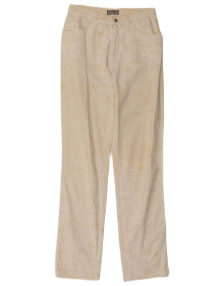 Fendissime Damen-Hose in regulärer Passform, W27, L29, Weiß, Blumenmuster, klassisch