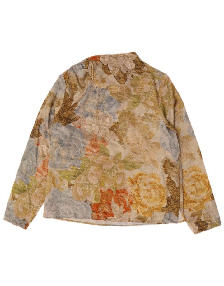 Zara Womens Top Long Sleeve UK 10 Small Multicoloured Floral Modern