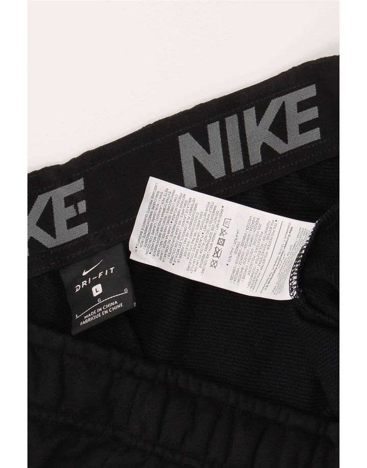 Nike Mens Dri Fit Graphic Tracksuit Trousers Joggers Large Black Polyester