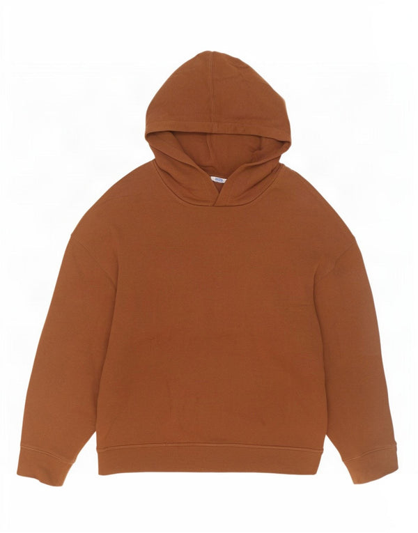 Zara Womens Crop Oversized Hoodie Jumper UK 10 Small Brown Bomuld