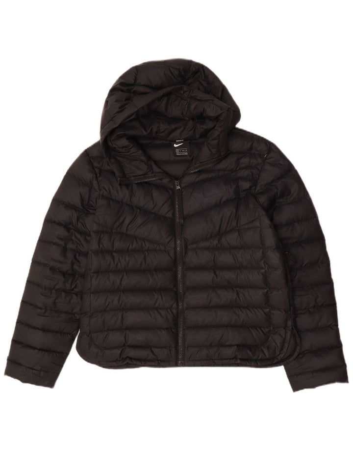 Nike Womens Hooded Oversized Padded Jacket UK 6 XS Black Polyester